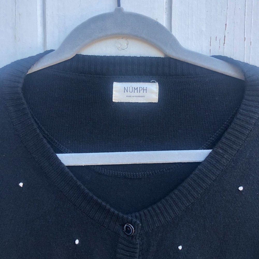 Anthropologie Numph Button Front Polka Dot Sweater - Picture 2 of 9